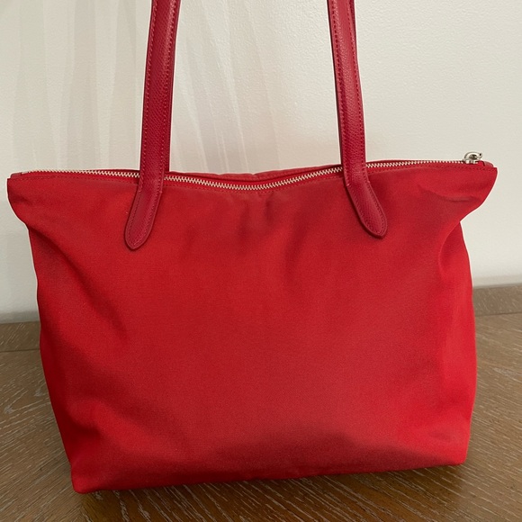 NWOT Coach Red Double Straps Nylon Tote Purse with Zipper. Duster included. - Picture 5 of 10